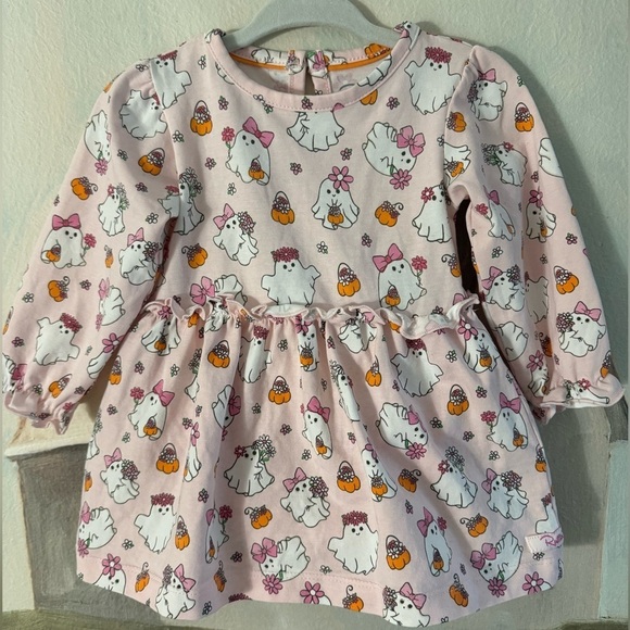 RUFFLE BUTTS Boos & Bows Spandex Romper Ghosts Pumpkins Size 6-12M - Picture 4 of 10